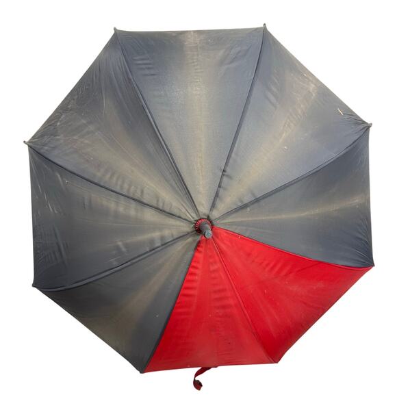 Vintage Duck Handle 39" Nylon Umbrella Gray / Red - Picture 2 of 4